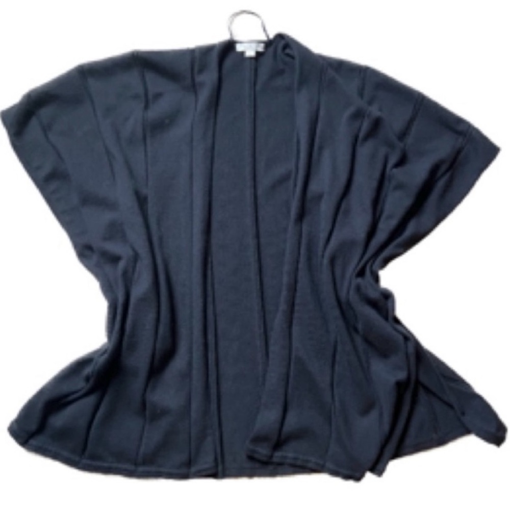LOFT Open Front Knit Poncho Cardigan Shawl Wrap — Black, Size M/L - Picture 7 of 8